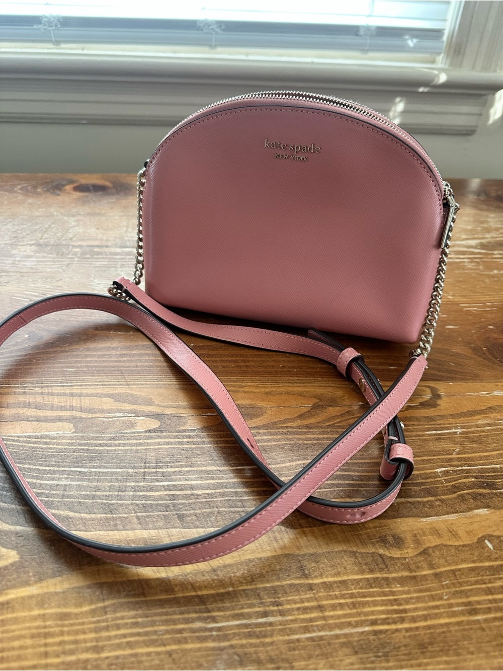 Kate Spade Pink Leather Dome Crossbody with Chain Strap
